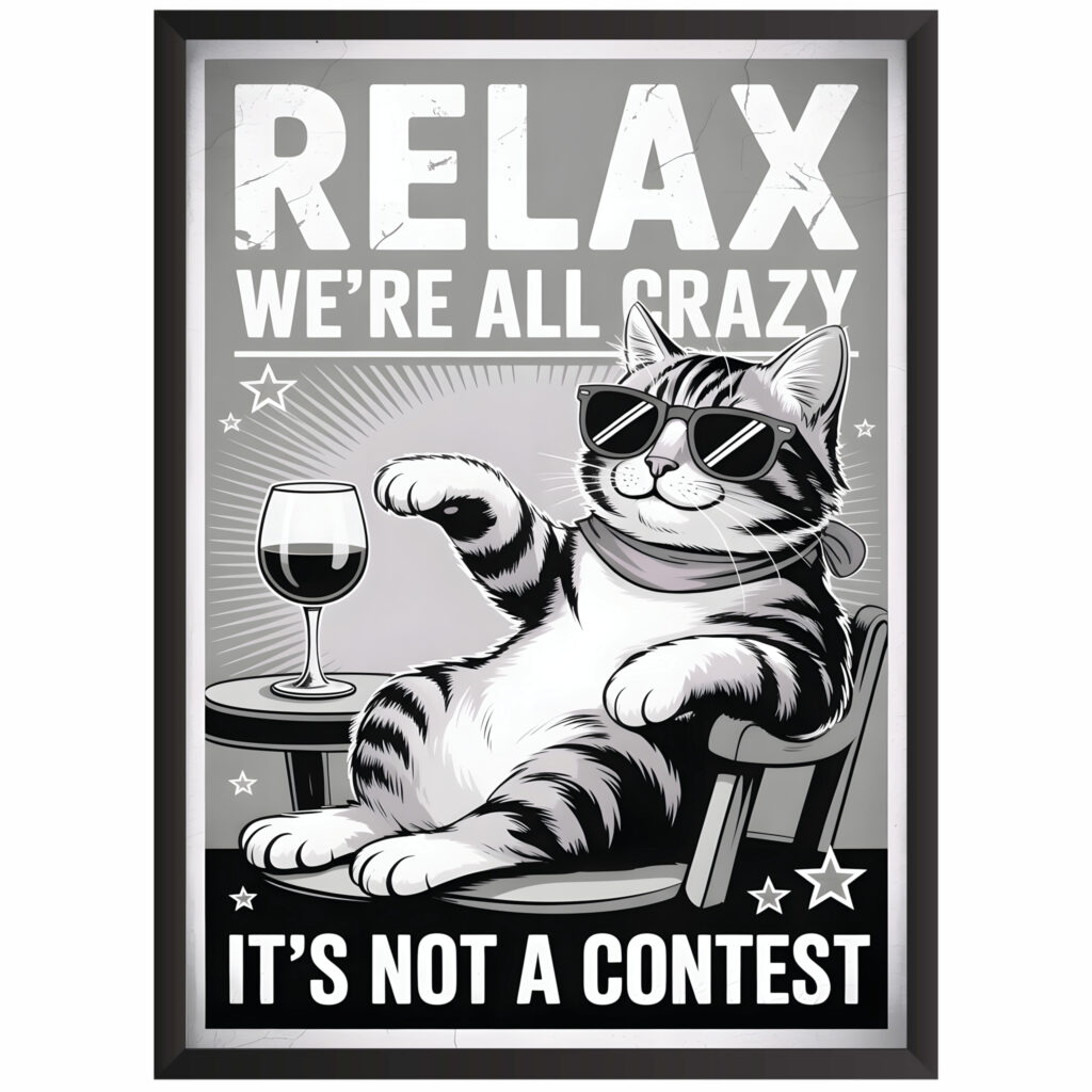 Plakat w ramce obraz smieszny kot relax