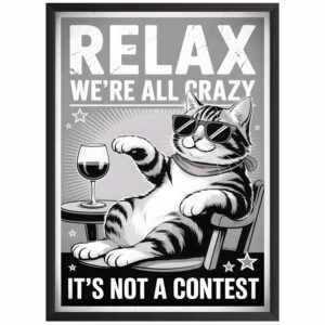 Plakat w ramce obraz smieszny kot relax