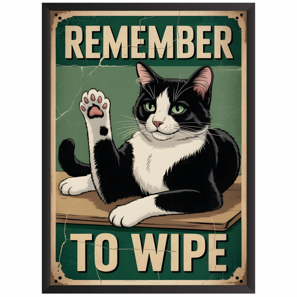 Plakat w ramce obraz smieszny kot to wipe