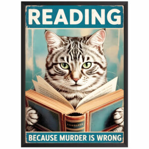Plakat w ramce obraz smieszny kot reading