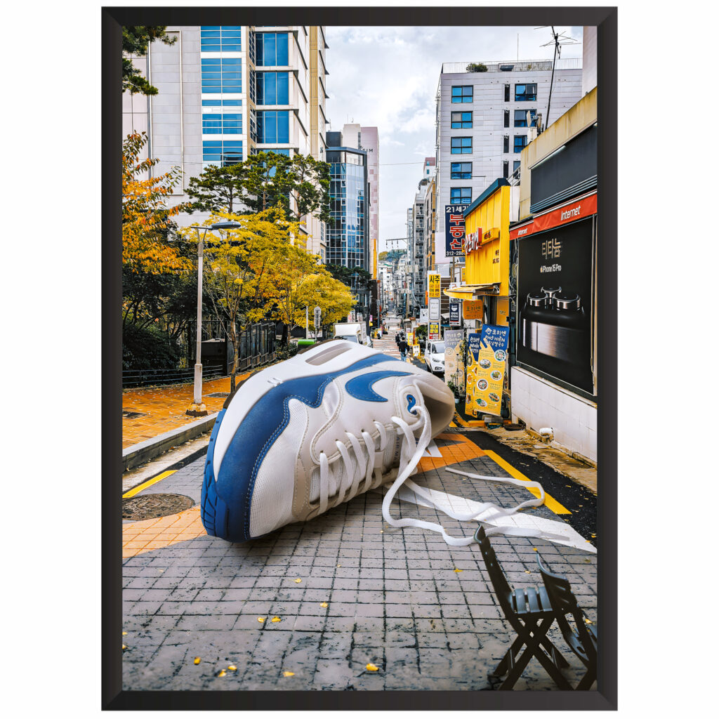 Plakat w ramce obraz buty krajobraz