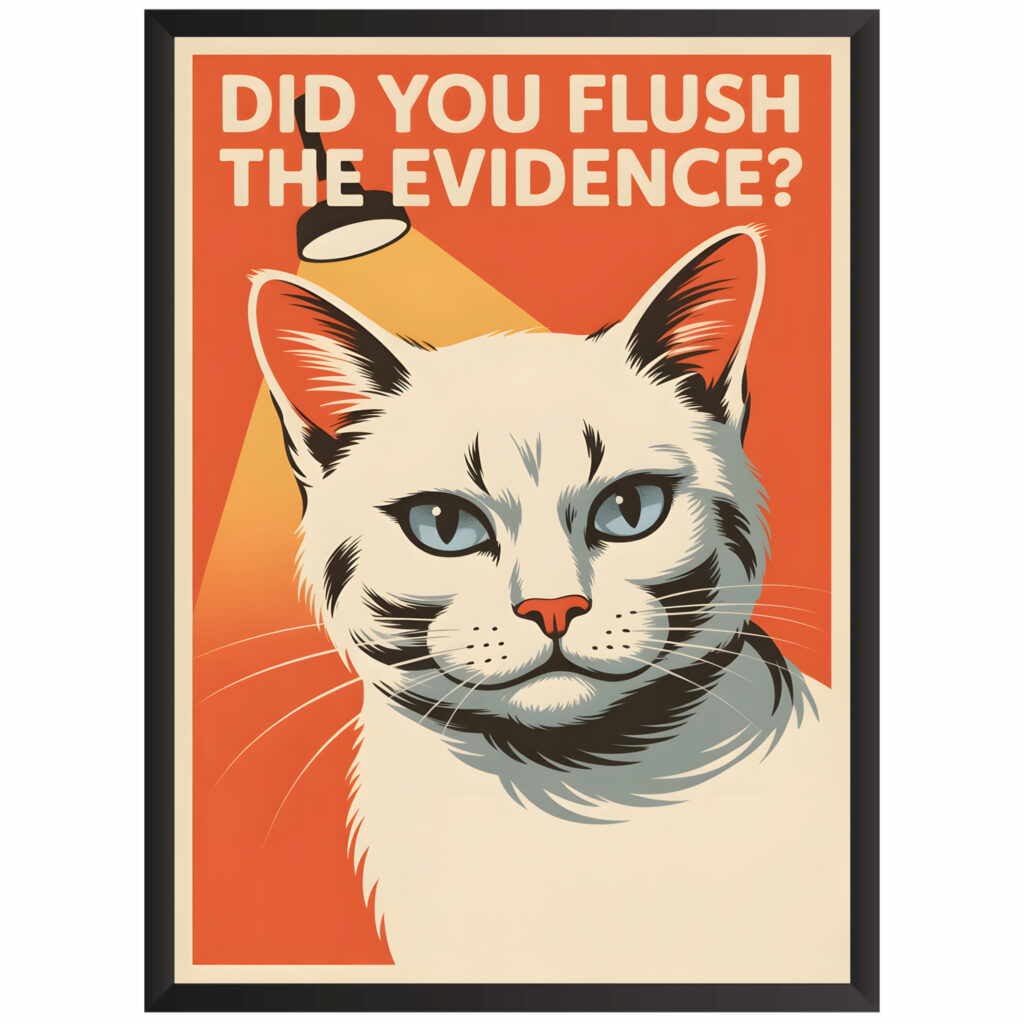 Plakat w ramce obraz smieszny kot evidence