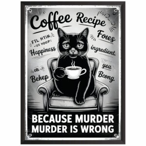 Plakat w ramce obraz smieszny kot coffee