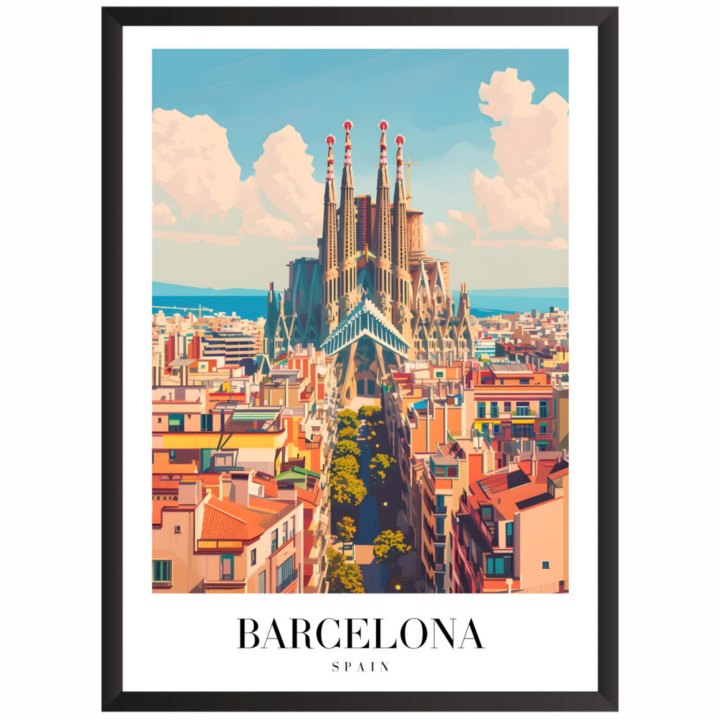 Plakat motyw podróżniczy Barcelona