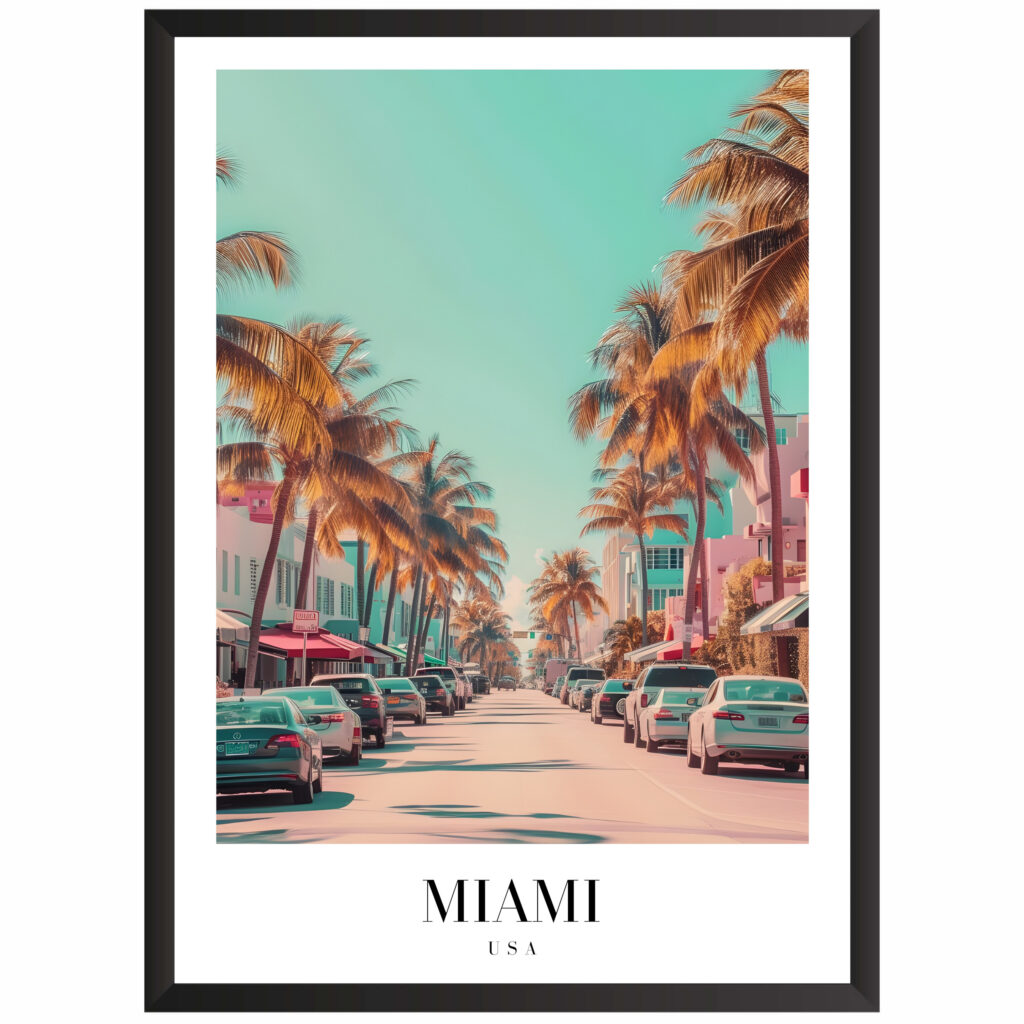 Plakat motyw podróżniczy Miami