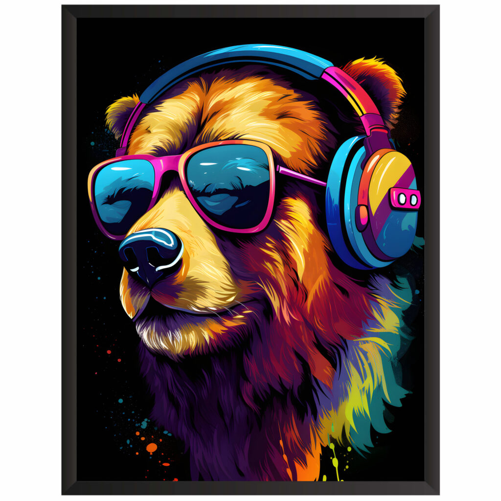 Plakat obraz w stylu gaming niedźwiedź