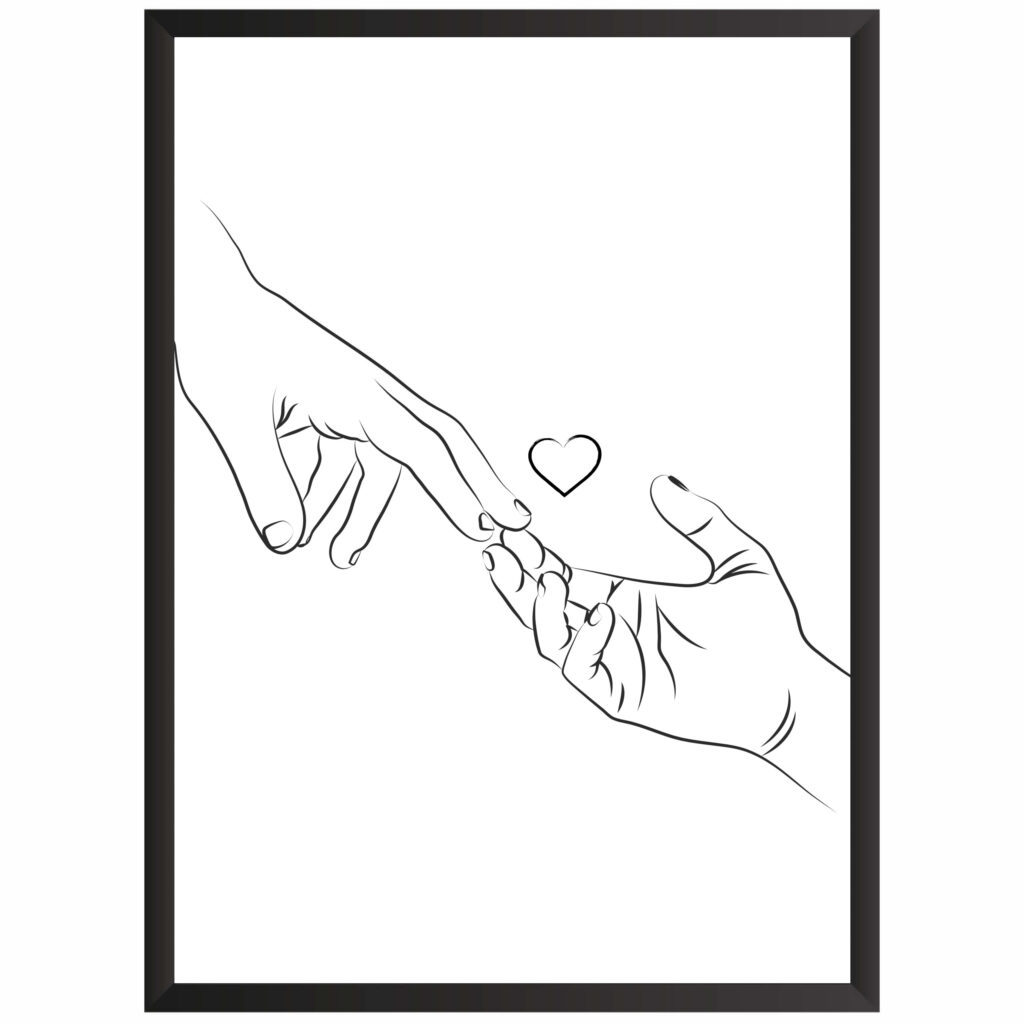 plakat w ramce obraz love miłość ręce